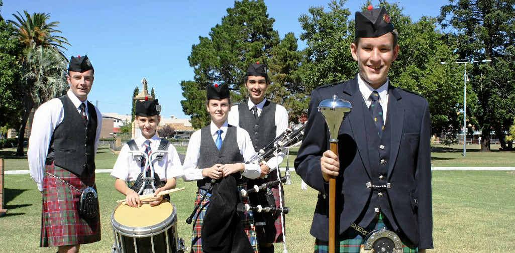 Andy Matthews, Jacob Chalk, Rylie Douglas, Malcolm Mackellar and Dominic Andersen-Strudwick will travel to Ballarat this weekend to compete in the Australian Pipe Band Championships. Andy Matthews, Jacob Chalk, Rylie Douglas, Malcolm Mackellar and Dominic Andersen-Strudwick will travel to Ballarat this weekend to compete in the Australian Pipe Band Championships.